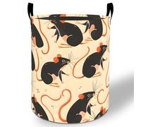 Rat Laundry Basket Hamper 19.7"x15.8", Funny Mouse Foldable Waterproof Oxford Clothes Storage Bucket for Room Bathroom Bedroom Nursery Decor, Toy Organizer Bins Gifts for Kids Boys Girls