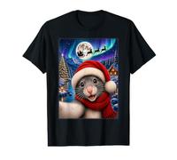 Rat Mouse Christmas Selfie Full Moon Night Santa Sleigh Xmas Value Graphic T-Shirt