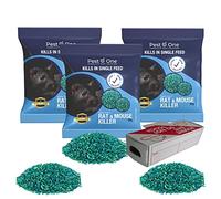 Rat & Mouse Poison Bait Grains - Maximum Strength Strongest Rodent Single Feed Killer All Weather 150g (3x50g) with 1 Rodent Cardboard Box