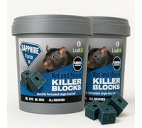 Rat & Mouse Poisoning Blocks Max Strength Bait Blocks Single Feed Rodent Killer Block Fast Acting All Weather Sapphire BLOKS - Pack of 2.