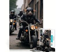 Rat on A Motorcycle 1000 Piece Jigsaw Puzzles for Adults Teenagers Solid Logic Toy Quiet Fun Precision Cut Santa Wish Pick (38x52cm)