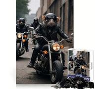 Rat on A Motorcycle Jigsaw Puzzle 1000 Piece for Adults Mind Game Toy Peaceful Fun Neat Cut Art Collection Piece (50x75cm)