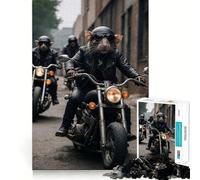 Rat on A Motorcycle Jigsaw Puzzle 1000 Piece for Adults Mind Game Toy Peaceful Fun Neat Cut Art Collection Piece (50x75cm)