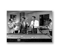 Rat Pack - Ocean's 11 - Frank Sinatra Dean Martin - Playing Pool - Classic Vintage Film Black and White Home Décor - Unframed Photo Poster (16" x 12" inches)