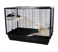 Little Friends Carlton Rat and Hamster Cage With Wooden Shelf and Ladder, 78 X 48 X 29 cm, Black