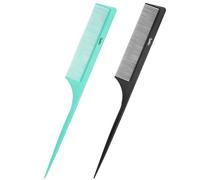 Rat Tail Comb 2Pcs Parting Combs for Women, Fine Tooth Parting Tip Carbon Fiber Root Teasing Anti Static Hair Comb, for Styling (Green,Black)