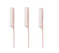 Rat Tail Combs, 3PCS Teasing Comb Salon Hairdressing Barber Tools Aluminum Portable Styling Tools Lightweight for Salon Hair Stylists (Rose Gold)