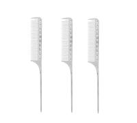 Rat Tail Combs, 3PCS Teasing Comb Salon Hairdressing Barber Tools Aluminum Portable Styling Tools Lightweight for Salon Hair Stylists (Silver)