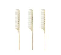 Rat Tail Combs, 3PCS Teasing Comb Salon Hairdressing Barber Tools Aluminum Portable Styling Tools Lightweight for Salon Hair Stylists (Gold)