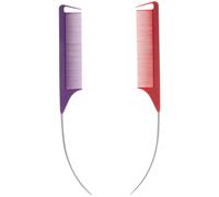 Rat Tail Hair Comb 2PCS Anti-Static Pin Tail Comb with Bend Steel Needle Carbon Fiber Parting for Hair Styling Tools