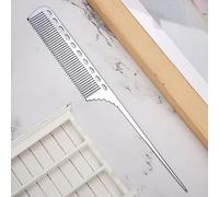 Rat Tail Hair Comb, Professional Metal Rat Tail Comb Barber Aluminum Metal Comb for Salon & Personal Use (Silver Grey)
