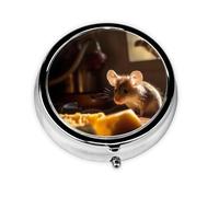Rat Take-Along Pill Box, Portable Round Pill Box, fits in Your Purse Pocket Lightweight 3 Compartment Pill Box,