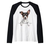 Rat Terrier Cute Peeking Rattie Dog Lover Raglan Baseball Tee