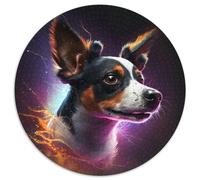 Rat Terrier Jigsaw Puzzles for Adults 1000 Piece Round Jigsaw Puzzle 1000 Pieces Family Activity, Brain Teaser, Home Decor, 67.5x67.5cm