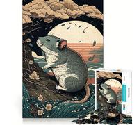 Rat Ukiyo E Japan China 1000 Piece Jigsaw Puzzle for Teenagers Fine Logic Toy Relaxing Fun Neat Edge Wall Art Decor (38x52cm)