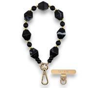 RATASK Beaded Wrist Strap, Acrylic Beaded Mobile Phone Strap, Made with Durable Metal String for Extra Strength and Security (Black Onyx)