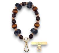 RATASK Beaded Wrist Strap, Acrylic Beaded Mobile Phone Strap, Made with Durable Metal String for Extra Strength and Security (Mocha)