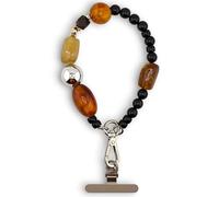 RATASK Beaded Wrist Strap Bracelet, Acrylic Beaded Mobile Phone Strap, Keychain Accessory, Decorative Pendant, Made with Durable Metal String for Extra Strength and Security (Vintage Black)