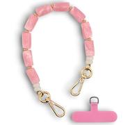 RATASK Beaded Wrist Strap Bracelet, Acrylic Beaded Mobile Phone Strap, Keychain Accessory, Decorative Pendant, Made with Durable Metal String for Extra Strength and Security (Rose Quartz)