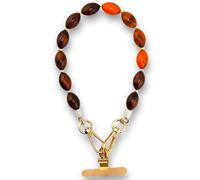 RATASK Beaded Wrist Strap Bracelet, Acrylic Beaded Mobile Phone Strap, Keychain Accessory, Decorative Pendant, Made with Durable Metal String for Extra Strength and Security (Brown)