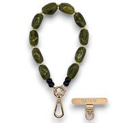 RATASK Beaded Wrist Strap Bracelet, Acrylic Beaded Mobile Phone Strap, Keychain Accessory, Decorative Pendant, Made with Durable Metal String for Extra Strength and Security (Green Swirl)