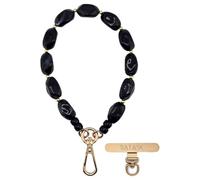 RATASK Beaded Wrist Strap Bracelet, Acrylic Beaded Mobile Phone Strap, Keychain Accessory, Decorative Pendant, Made with Durable Metal String for Extra Strength and Security (Black Swirl)