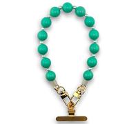RATASK Chunky Beaded Wrist Strap, Acrylic Bold Beaded Mobile Phone Strap, Made with Durable Metal String for Extra Strength and Security, including Metal Tether Tab(Teal)