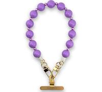 RATASK Chunky Beaded Wrist Strap, Acrylic Bold Beaded Mobile Phone Strap, Made with Durable Metal String for Extra Strength and Security, including Metal Tether Tab (Purple)