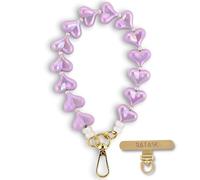 RATASK Mobile Phone Beaded Wrist Strap, Acrylic Bold Beaded Mobile Phone Strap, Made with Durable Metal String for Extra Strength and Security, including Metal Tether Tab (Violet Chrome)