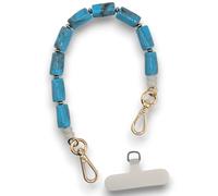 RATASK Mobile Phone Beaded Wrist Strap, Acrylic Bold Beaded Mobile Phone Strap, Made with Durable Metal String for Extra Strength and Security, including Metal Tether Tab (Blue Quartz)
