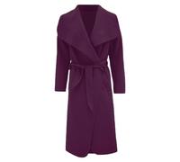 RATAZ Women’s Long Duster Jacket Ladies Waterfall Italian Belted Coat Plus Size UK 8-22 (UK, Alpha, One Size, Regular, Regular, XL (16-18), Purple)