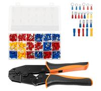 Ratchet Crimping Plier Insulated Ratcheting Wire Terminal Crimp Tool with 370 Pcs Terminals 0.5-1.5/1.5-2.5/4-6mm² AWG 20-10 Ratchet Crimper for Electrical Wiring Repair Car Van Motorbike