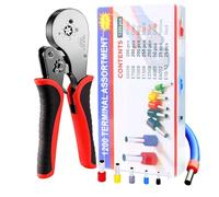 Ratchet Ferrule Crimping Tool Kit, 0.08-16mm²/AWG 30-5, 1200 Ferrules