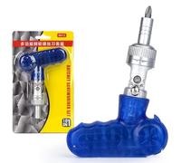 Ratchet Screwdriver Bit 10-in-1 with Magnetic Tip for Flat Hex Triangle Screws, Positive Reverse Function, Chrome-Vanadium Steel, 15.5 x 9 cm, Red/Blue