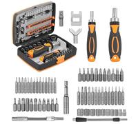 Ratchet Screwdriver Bit Kit High Hardness Magnetic Bit Socket Kit Versatile Screwdriver Handle Extended Spring Rod Extended Soft Rod Ect. in A Storage Case for Electronic Repair (Orange)