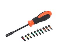 Ratchet Screwdriver Bit Set, 10 in 1 Steel High Hardness, Anti Skid Coated Handle with 10 Pcs Bits PH1 PH2 H3 H4 H5 SL6 T15 T20 T25 T30 - Magnetic Ratchet, Durable Vanadium Steel