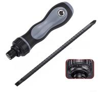 Ratchet Screwdriver,Magnetic Tip,Chrome Vanadium Steel(A) | 3-Position Switch with Telescopic Handle 5.8-14.1cm Non-Slip Grip for Precision Work Gray Black