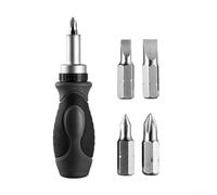 Ratchet Screwdriver Manual, 6-in-1 Multi-Functional Short Driver Set with Magnetic Drill Bits for Household Repairs