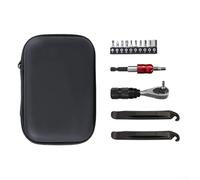 Ratchet Screwdriver Set with For Bike Tyre Levers, Cycling Repair Kit and Socket Wrench Tool, Multi Function Spanner for Maintenance, Portable Steel Alloy