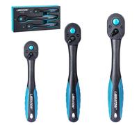 Ratchet Set 3PCS 1/4" 3/8"1/2" Ratchet Handle with Teardrop Head Quick-Release Ratchet Set with Comfort Grip 72 Teeth Wrench 3Pcs Ratchet Set