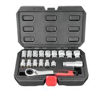 Ratchet Socket Set, Mechanics Kit, 10.82x7.08x2.36 Inches Compact Organizer Case Multiple Size Driver Selection, Hand Tool for Vehicle, Electrical, Motor, Plumbing and Maintenance Use