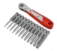 Ratchet Spanner Set 12pcs for torx Bits T5-T40 Ratchet Spanner | Made of Cr-V alloy steel, anti-rust finish, metal wrench, ABS handle, long-lasting mechanical performance