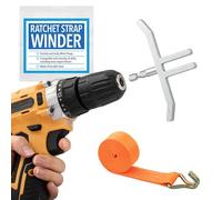 Ratchet Strap Winder Tool - Steel Strap Rollers for Flatbeds, Trucker Straps & Trailer Winch Straps - Flatbed Equipment - Fits Most Drill Accessories and Attachments - for Up to 4 Inch Ratchet Straps