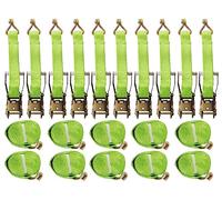 Ratchet Straps 50MM 12M 5T X10 (Tie Down Heavy Duty Cargo Hi Vis Trailer Lashing Recovery Claw J Hook)