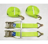 Ratchet Straps 50MM 6M 5T X2 (Tie Down Heavy Duty Cargo Lashing Recovery Claw J Hook Hi Vis)