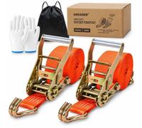 Ratchet Straps,6.2M x 50MM,5000kg Break Strength, Heavy Duty, 2 Pack | Ratchet Strap X2, J-hook X4, Storage Bag X1, Working Gloves X1,