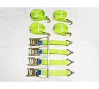 Ratchet Straps Hi Vis 5 Ton 50MM 12M x4 (Lashing Tie Down Claw J Hook Lorry Cargo)