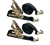 Ratchet Straps with Hook 2Pack, 2000KG Ratchet Straps Heavy Duty, 6M x 38mm | Heavy Duty Lashing Strap, Securing Straps with Handle and Metal J Hook for Trucks, Cars, Motorcycles