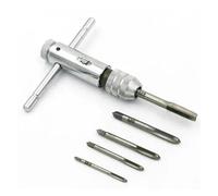 Ratchet Tap Holder Wrench T-Handle Ratchet Tap Reamer Manual Holder Wrench Tools with 5pcs M3-M8 3mm-8mm Machine Screw Thread(Wrench and M3-M8)