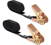Ratchet Tie Down Strap 12 Ft - 780 lbs Load Cap with 1800 lbs Breaking Limit, MOOCY Ratchet Tie Downs Logistic Cargo Straps for Moving Appliances, Motorcycle (Black 2 Pack)